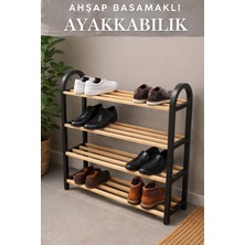 Penthouse Natural Ahşap Çubuklu Masif Ayakkabılık, 8 Kişilik Ayakkabı Organizer