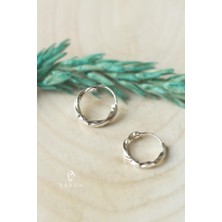 By Barun Gümüş Rengi Mini Halka Burgu Küpe 925 Ayar