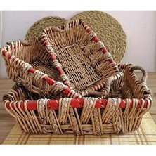 Sween Home 3 Boy Dikdörtgen El Örmesi Hasır Sepet