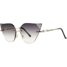 Optic Plus Çerçevesiz El Yapımı Bizote Camlı Özel Kesim Kolu Işlemeli Güneş Gözlüğü Model 7028 Füme