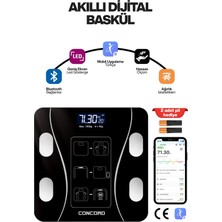 Özbience Dijital Tartı Yağ, Su, Kas, Vücut Kitle Ölçer, 2 Pil Hediye, Siyah