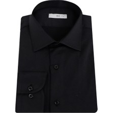 Uki Siyah Pamuk Saten Gömlek