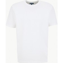 Discovery Expedition D6SM-TST3804 Beyaz Bisiklet Yaka Rahat Düz Erkek T-Shirt