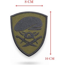 Single Sword Nakış Patch - Büyük Boy Bere-Bıçak Peç Siyah-Haki