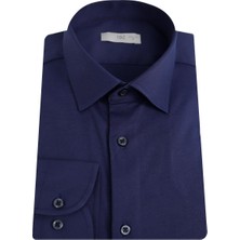 Uki Lacivert Pamuk Saten Gömlek