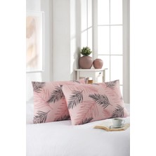Marla Home 2'li Yastık Kılıfı | Pamuklu | 50X70 cm | Pembe Palm