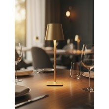 Helios Opto Helios HS8132 Şarj Edilebilir Gold Kasa LED Masa Lambası – 3 Renk, Dimlenebilir, Type-C Gold Kasa