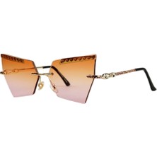 Optic Plus Çerçevesiz El Yapımı Bizote Camlı Özel Kesim Kolu Işlemeli Güneş Gözlüğü Model 7016 Kahverengi