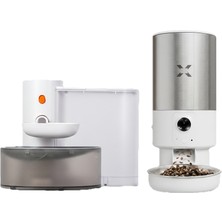 Xenon Smart Akıllı Kedi Besleme Seti | Kameralı Wi-Fi Çelik Hazneli Mama Kabı Mama Azalma Bildirimi (Çelik Kase, Sesli) + 3l Şarjlı Kablosuz Otomatik Su Pınarı (X8605-H310)