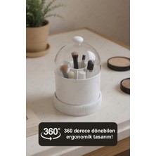 Fesya Home Aura 360 Derece Dönebilen Makyaj Organizer – Şeffaf Kapaklı Fırça ve Kozmetik Düzenleme Kutusu
