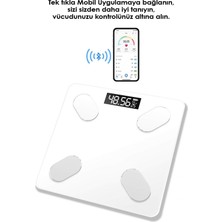 Özbience Dijital Bluetooth Elektronik Tartı, Beyaz Kilo ve Yağ Ölçüm Cihazı