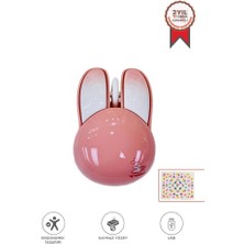 Kablosuz Tavşan Kulaklı Sessiz Mouse 1200 Dpı Optik Kablosuz Fare Torima Tm-21 Pembe