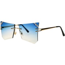 Optic Plus Çerçevesiz El Yapımı Bizote Camlı Özel Kesim Güneş Gözlüğü Model 7026 Mavi