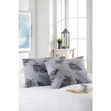 Marla Home 2'li Yastık Kılıfı | Pamuklu | 50X70 cm | Gri Palm