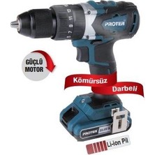 Proter Pst 720 Bl Kömürsüz Darbeli Şarjlı Matkap 20 V 2.0 Ah