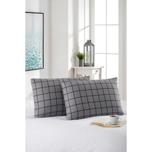 Marla Home 2'li Yastık Kılıfı | Pamuklu | 50X70 cm | Antrasit Line