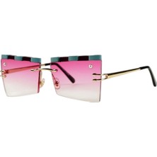 Optic Plus Çerçevesiz El Yapımı Bizote Camlı Özel Kesim Güneş Gözlüğü Model 7013 Pembe