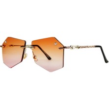 Optic Plus Çerçevesiz El Yapımı Bizote Camlı Özel Kesim Kolu Işlemeli Güneş Gözlüğü Model 7014 Kahverengi