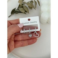 Miliva Ithal Kalpli Küpe Set | 3'lü Küpe Seti | Zirkon Taşlı Kalp Küpe | Ithal Küpe