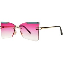 Optic Plus Çerçevesiz El Yapımı Bizote Camlı Özel Kesim Güneş Gözlüğü Model 7022 Pembe