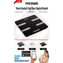 Rose Dijital Akıllı Yağ ve Vücut Analizi Tartısı, Sağlıklı Ölçüm Cihazı
