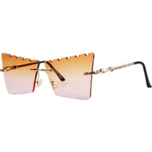 Optic Plus Çerçevesiz El Yapımı Bizote Camlı Özel Kesim Kolu Işlemeli Güneş Gözlüğü Model 7025 Kahverengi