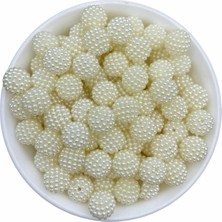 50 gr 14MM Krem Renk Parçalı Böğürtlen Inci Boncuk Takı Yapım Boncuğu (50 Adet)