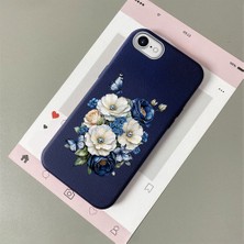 HONTINGA iPhone 8 ile Uyumlu Kılıfı Deri Dokusu Anti Düşme Yumuşak Silikon Telefon Kılıfı Çiçek Desen K7-3084