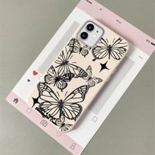 HONTINGA iPhone 12 ile Uyumlu Kılıfı Deri Dokusu Anti Düşme Yumuşak Silikon Telefon Kılıfı Kelebek Desen K7-3085