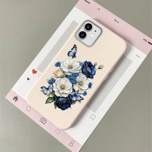 HONTINGA iPhone 12 ile Uyumlu Kılıfı Deri Dokusu Anti Düşme Yumuşak Silikon Telefon Kılıfı Çiçek Desen K7-3084