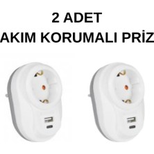 Özbience 2'li Akım Koruma Tekli Priz U+C-Type, Güvenli ve Şık Tasarım