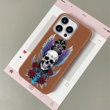 HONTINGA iPhone 14 Pro ile Uyumlu Kılıfı Deri Dokusu Anti Düşme Yumuşak Silikon Telefon Kılıfı Sanatsal Desen K7-3081