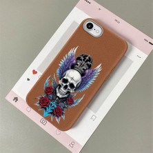 HONTINGA iPhone Se 2022 ile Uyumlu Kılıfı Deri Dokusu Anti Düşme Yumuşak Silikon Telefon Kılıfı Sanatsal Desen K7-3081