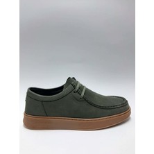 Retto Hakiki Deri Nubuk Bağcıklı Haki Rengi Esnek Kauçuk Tabanlı Erkek Ayakkabı C-93253076RTTO