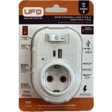 Özbience Akım Korumalı Priz, Anahtarlı, USB ve Type-C, Beyaz, 3000W, 1. Sınıf Kalite