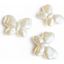Akrilik Sedefli Beyaz Delikli Kelebek Boncuk 16X20MM 50 Adet B:67
