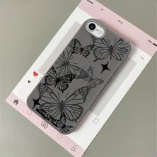 HONTINGA iPhone 8 ile Uyumlu Kılıfı Deri Dokusu Anti Düşme Yumuşak Silikon Telefon Kılıfı Kelebek Desen K7-3085