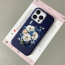 HONTINGA iPhone 15 Pro Max ile Uyumlu Kılıfı Deri Dokusu Anti Düşme Yumuşak Silikon Telefon Kılıfı Çiçek Desen K7-3084
