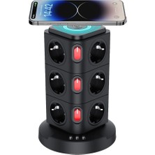 Özbience Priz Çoğaltıcı, 12 Soket, Kablosuz ve Type-C Şarj Destekli, Akım Korumalı