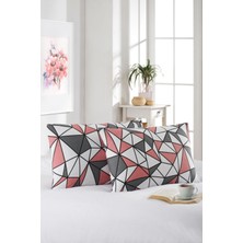 Marla Home 2'li Yastık Kılıfı | Pamuklu | 50X70 cm | Geometrik Desen |pembe