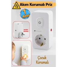Özbience Akım ve Şok Koruma Çocuk Güvenli Tekli Priz Açma Kapama Düğmeli