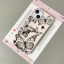 HONTINGA iPhone 13 ile Uyumlu Kılıfı Deri Dokusu Anti Düşme Yumuşak Silikon Telefon Kılıfı Kelebek Desen K7-3085