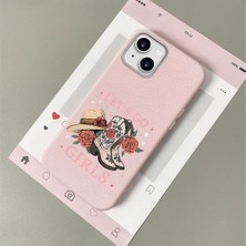 HONTINGA iPhone 15 Plus ile Uyumlu Kılıfı Deri Dokusu Anti Düşme Yumuşak Silikon Telefon Kılıfı Şık Desen K7-3082