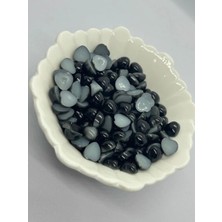 100 Adet Yarım Kalp Inci 8 mm Siyah Yapıştırma Inci B:86
