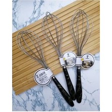 Sween Home 3 Adet Siyah Renk Metal Mermer Desenli Çırpıcı 26 cm