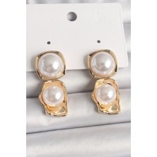 Lokiboo Pirinç Gold Renk Inci Kare Model Kadın Küpe - TJ-BKP10071