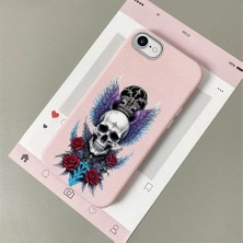 HONTINGA iPhone 8 ile Uyumlu Kılıfı Deri Dokusu Anti Düşme Yumuşak Silikon Telefon Kılıfı Sanatsal Desen K7-3081