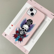 HONTINGA iPhone 15 Plus ile Uyumlu Kılıfı Deri Dokusu Anti Düşme Yumuşak Silikon Telefon Kılıfı Sanatsal Desen K7-3081