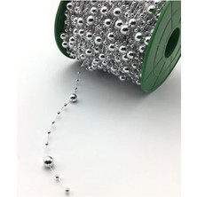 10 Metre Gümüş Misinalı Şerit Inci Bohça Gelinlik Kıyafet Parti Süsleme