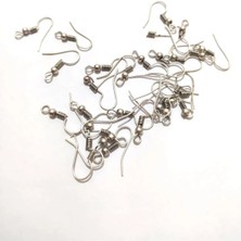 Takı Yapımı Için Gümüş Kaplama Otantik Renk Küpe Kancası 50 Adet(25 Çift)